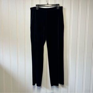 Susan Graver Navy Velvet Pants Size M Pull On Stretch Straight Leg Holiday